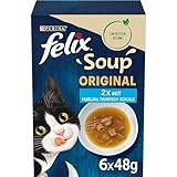 FELIX Soup Original mit Kabeljau, Thunfisch, Scholle Katzennassfutter 6x48g Portionsbeutel