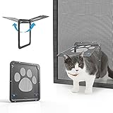 NAMSAN Haustierklappe Fliegengitter mit Magnet Hundeklappe Katzenklappe für Fliegengittertür Abschließbar Haustiertür für Katzen/Hunde