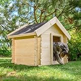 Hundehütte Outdoor kleine Hunde – Hundehaus Holz für Kleiner Rassen, wasserfestes Dach 76 x 99 x H80 cm, Größe S, Timbela M401-1