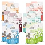 MjAMjAM - Premium Nassfutter für Katzen - Quetschie Mixpaket III, 12er Pack (12 x 125 g), getreidefrei mit extra viel Fleisch