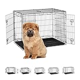 Relaxdays Hundekäfig für zuhause, Büro, Auto Hundebox, faltbar, Stahl Gitterbox mit Wanne, Kennel 40x51x32 cm, schwarz
