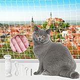 LIEOLGOH Katzennetz für Balkon ohne Bohren, Transparentes Katzenschutznetz, Extragroßes 8x3m Katzenschutz-Netz mit Befestigungsseil und Zubehör (8x3m)