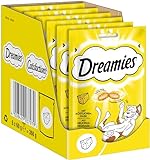 Dreamies Katzensnacks mit Käsegeschmack, 6er Pack, 6x60g – Außen knusprige & innen cremige Katzenleckerlis