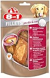 8in1 Fillets Pro Skin & Coat Hunde-Snack mit Hähnchen, funktionale Leckerlis für Hunde, aromatisiert mit Leinsamenöl, 80 g Beutel