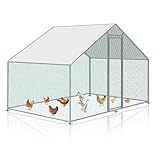 Izrielar XL Hühnerstall Freilaufgehege mit Sicherheitsschloss und Wasserdichtes PE-Farbtuch, Viel Platz für Hühner, Kaninchen und weitere Kleintiere, Stabilem Stahlrahmen, 3x2x2m