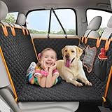 VavoPaw Rücksitzbezug für Hunde, Hundedecke Autositzabdeckung abnehmbares Hunde-Reisezubehör für Auto-Rücksitz, Kratzfeste und Wasserabweisende mit Sicherheitsgurt, Schwarz