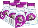 Whiskas Katzenmilch für Katzen ab 6 Wochen – Leckerer Snack für eine glückliche Katze – Laktosefrei und leicht verdaulich – Vorratspack mit 6 Flaschen à 200ml