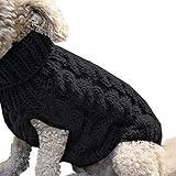 Petyoung Hundepullover Weste Warmer Mantel Haustier weiche Strickwolle Winter Pullover gestrickt Häkeln Mantel Kleidung für kleine mittlere Hunde (M, Schwarz)