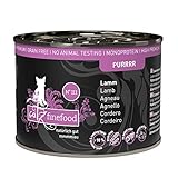 catz finefood Purrrr Lamm Monoprotein Katzenfutter nass N° 111, für ernährungssensible Katzen, 70% Fleischanteil, 6 x 200 g Dose