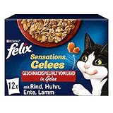 FELIX Sensations Gelees Katzenfutter nass in Gelee, Sorten-Mix, 6er Pack (6 x 12 Beutel à 85g)