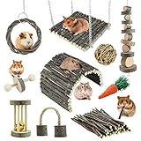 Hamster Spielzeug Ratte Spielzeug Chinchilla Spielzeug Hamster Kauspielzeug Käfig Zubehör Apple Holz Sticks Leiter Bell Roller für Meerschweinchen und andere Kleintiere