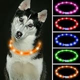 LED Leuchthalsband Hunde Halsband, USB wiederaufladbar Längenverstellbarer Haustier Sicherheit Collar für Hunde in der Nacht - 3 Modus