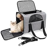 BERTASCHE Transporttasche für Katzen Hunde bis zu 7kg Transportbox Faltbar Tragetasche Katzentransporttasche für Reisen im Auto Zug