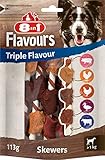 8in1 Triple Flavour Skewers Kaustangen für Hunde - Kausnacks mit extra viel Fleisch, 113g Beutel (ca. 6 Stück)