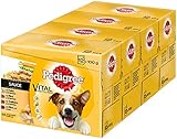 Pedigree Vital Protection Hundenassfutter im Beutel – Hundefutter in Sauce mit Huhn, Rind & Truthahn – 48 Beutel (4 x 12 x 100g Großpackung)