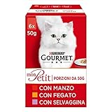 Purina Gourmet Mon Petit Feuchtigkeit Katze mit Rind, Leber, Wild, 48 Beutel à 50 g