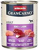 animonda GranCarno Adult Hundefutter nass, Nassfutter für erwachsene Hunde, Rind + Lamm, 6 x 800g