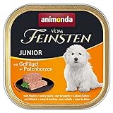 animonda Vom Feinsten Junior Geflügel + Putenherzen (22 x 150 g), Welpenfutter für wachsende Hunde, Nassfutter für Hunde mit fein-stückigen Pasteten, Junior Hundefutter ohne Getreide