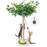 Zvonema Kratzbaum-Kratzstamm mit 80 cm Kratzsäule Für Klein und Große Katzen,Katzenkratzbaum Sisal-Seil mit 1 Interaktiven bällen,Kratzstange Katzenmöbel,Für Indoor-aktivität, Spiel