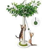 Zvonema Kratzbaum-Kratzstamm mit 80 cm Kratzsäule Für Klein und Große Katzen,Katzenkratzbaum Sisal-Seil mit 1 Interaktiven bällen,Kratzstange Katzenmöbel,Für Indoor-aktivität, Spiel