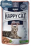 Happy Cat - Culinary Meat in Sauce Atlantik Lachs Pouch - Nassfutter für ausgewachsene Katzen & Kater - 24 x 85g