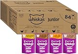 Whiskas Junior Katzennassfutter Geflügel Auswahl in Gelee, 84 Portionsbeutel, 84x85g (1 Großpackung) – Hochwertiges Katzenfutter nass, für heranwachsende Katzen von 2 bis 12 Monaten