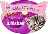 Whiskas Milch-Kätzchen Katzensnacks für 2-12 Monate junge Katzen, 8x55g (Packungen) - Leckerlis für ein gesundes Wachstum - unterschiedliche Produktverpackungen erhältlich