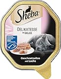 Sheba Schale Delikatesse Gelee Katzenfutter Geschnetzeltes in Lachs (MSC), 85 g